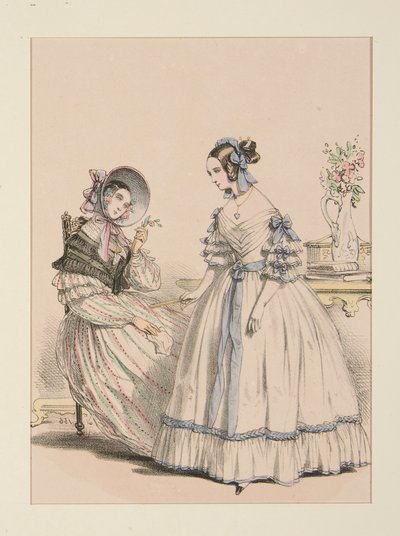 Novembre 1838. Robe en foulard poil de chèvre à raies perlées - Paul Gavarni