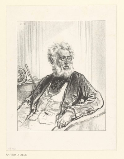 Vieil homme à la barbe blanche et aux lunettes - Paul Gavarni