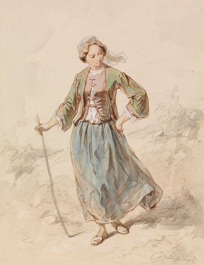 Jeune paysanne - Paul Gavarni