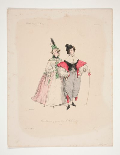 Travestissements originaux pour les bals de 1834. Nos. 2 et 3. - Paul Gavarni