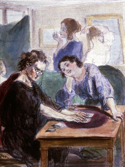Les vieilles lorettes, diseuse de bonne aventure à Paris, milieu du 19ème siècle - Paul Gavarni