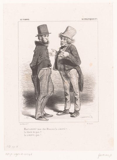 Deux hommes discutent de la liberté (Politique) - Paul Gavarni