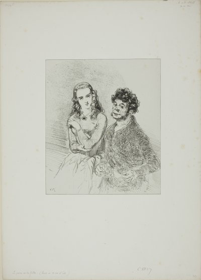 Sans titre (père et fille) - Paul Gavarni