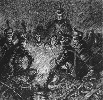 Français et Alliés bivouaqués dans la boue et l