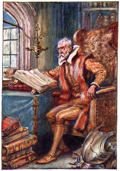 Il passait son temps à lire des livres de chevalerie, illustration de 
