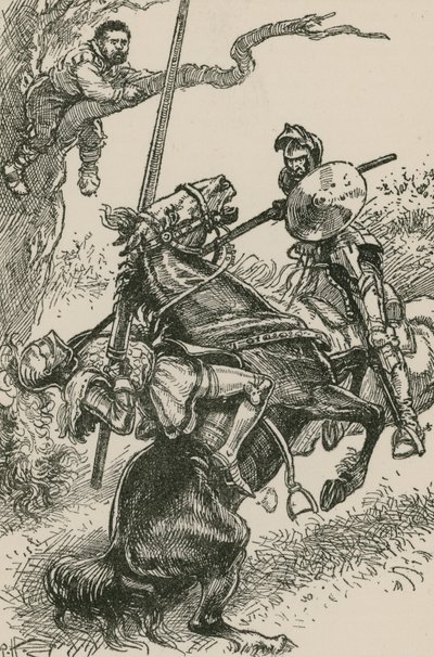 Le Chevalier des Miroirs fut précipité, malgré lui, par-dessus la croupe de son cheval - Paul Hardy