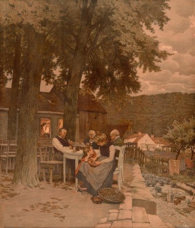 La famille dans le jardin - Paul Hey