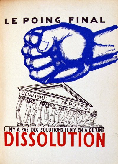 Dissolution de la Chambre des députés - caricature nationaliste par Paul Iribe, dans "Parlons Français" - Paul Iribe