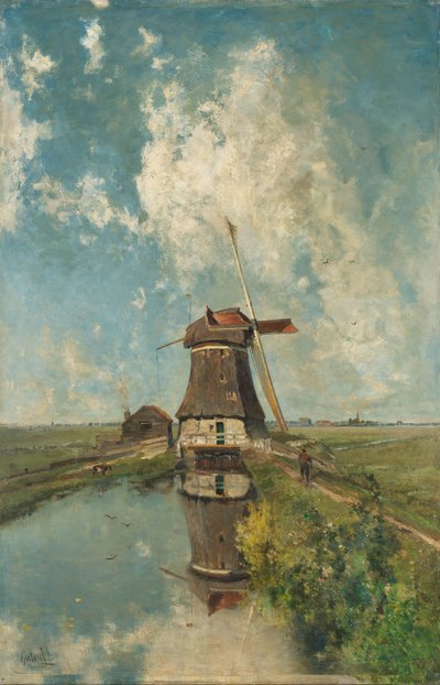 Un moulin à vent sur une voie navigable de polder, connu sous le nom de 