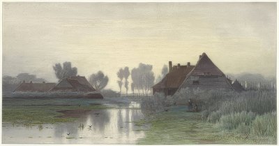 Maisons de paysans dans la brume matinale. 1838-1903 - Paul Joseph Constantin Gabriel
