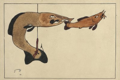 Sans titre (Deux poissons, un sur l