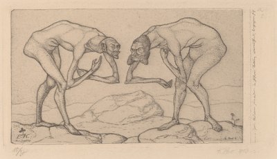 Zwei Männer, einander in höherer Stellung vermutend, begegnen sich - Paul Klee