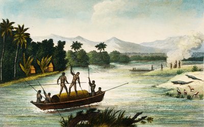 Rivière Magdalena, Colombie, gravure de Paul Legrand tirée de Voyages dans la République de Colombie en 1822 et 1823, par Gaspard Théodore Mollien - Paul Legrand