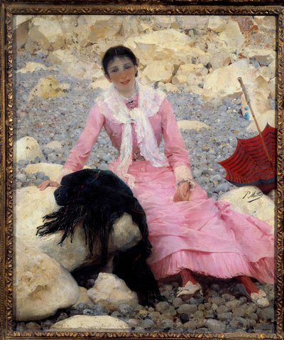 Portrait de Fernande Mathey (1857-1941) sur la plage - Paul Mathey