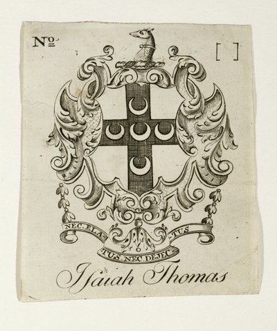 Ex-libris pour Isaiah Thomas (1749-1831), vers 1765-1770 (gravure sur papier vergé) - Paul Revere