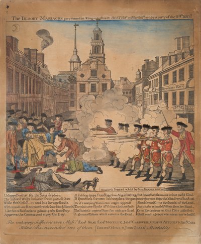 Le Massacre sanglant perpétré dans King-Street Boston le 5 mars 1770 par un groupe du 29e régiment - Paul Revere