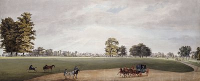 Une calèche dans le parc de Luton rencontrée par des cavaliers et des poulains gambadant - Paul Sandby