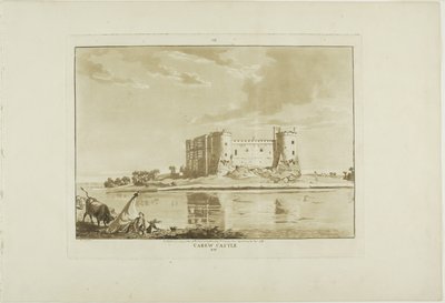 Château de Carew, planche huit de Twelve Views in Wales (Douze vues du Pays de Galles) - Paul Sandby