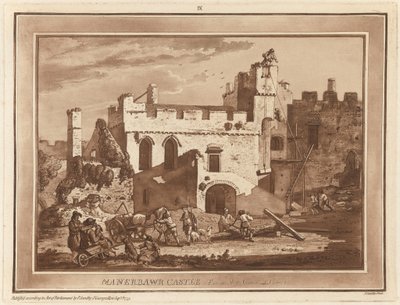 Château de Manerbawr depuis la cour intérieure - Paul Sandby