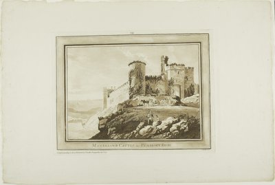 Château de Manerbawr dans le Pembrokeshire, de Douze vues en aquatinte d