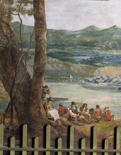 Peinture murale de Drakelowe Hall, près de Burton on Trent. Paysans se reposant - Paul Sandby