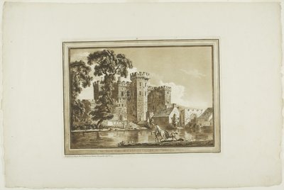 La porte sud du château de Cardiff dans le comté de Glamorgan, de Douze vues en aquatinte d