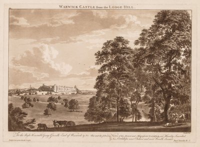 Vues du Château de Warwick : Le Château de Warwick depuis la Colline du Pavillon - Paul Sandby