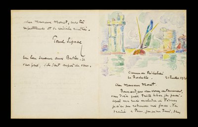 Lettre autographe à Claude Monet, 21 juillet 1920 - Paul Signac