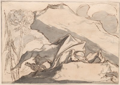 Un ermite du désert adorant le crucifix - Paul Troger