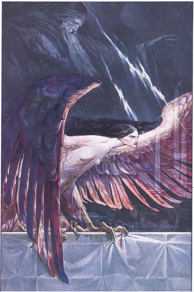Ariel en harpie, illustration de La Tempête, 1908 - Paul Vincent Woodroffe