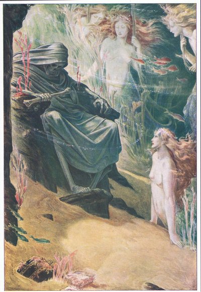 À cinq brasses de profondeur repose ton père : ses os sont faits de corail, illustration de La Tempête, 1908 - Paul Vincent Woodroffe