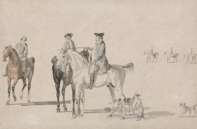 Le duc de Cumberland avec un gentleman et un palefrenier, tous montés, et des chiens - Paul and Thomas  Sandby