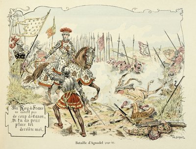 Illustration tirée du livre "Histoire du chevalier Bayard" de Théodore Cahu, illustrée par Paul De Sémant (1855-1915) : La bataille d
