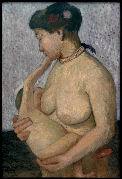 Mère avec enfant au sein, demi-nu - Paula Modersohn Becker