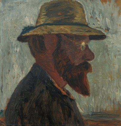 Otto Modersohn avec chapeau de paille de profil vers la droite. Vers 1905 - Paula Modersohn Becker