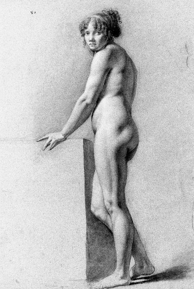 Une femme nue appuyée sur un socle - Pauline Auzou
