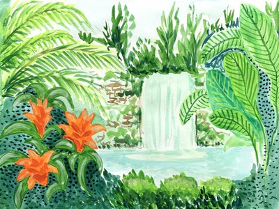 Oasis tropicale avec cascade - Pauline Wegman | Key and Sea Creative
