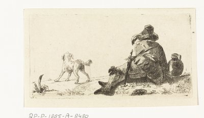 Homme avec chien - Paulus Charles Gerard Poelman