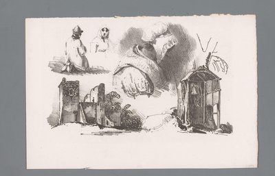 Trois figures et deux ruines (Principes de paysages) - Paulus Lauters