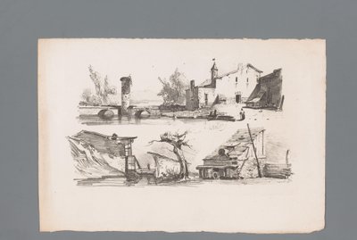 Deux vues de maisons (Principes de paysages) - Paulus Lauters
