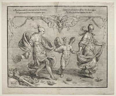 Cupidon dansant avec deux femmes allégoriques - Paulus Moreelse