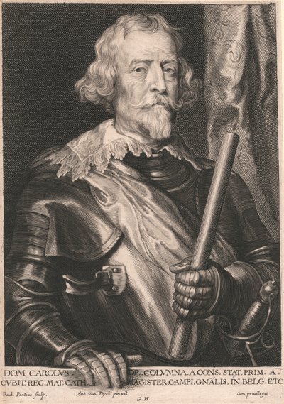 Dom Carolus de. Columna. a. Cons. Stat. Prim. a. Cubit Reg. Mat. Cath. Magister Campi..Gnalis. en Belgique, etc. - Paulus Pontius