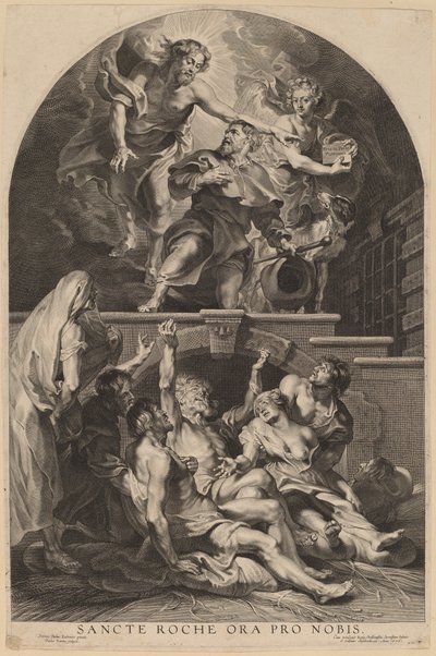 Jésus-Christ apparaissant à Saint Roch - Paulus Pontius, after Sir Peter Paul Rubens