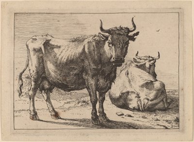 Une vache debout et une autre couchée - Paulus Potter