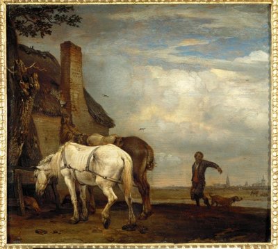 Deux chevaux devant une cabane de paysan - Paulus Potter
