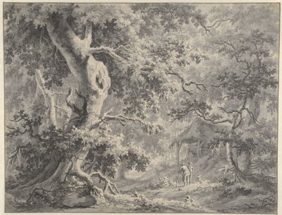 Paysage forestier avec deux figures près d