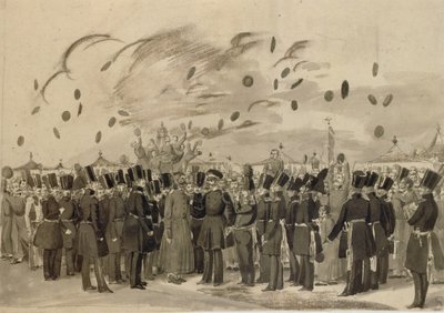 Le Grand-Duc Mikhail Pavlovich visitant le camp du régiment de la Garde de Finlande le 8 juillet 1837 - Pavel Andreevich Fedotov