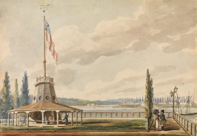 Première vue de New York par le voyageur—La Batterie et le mât de pavillon, 1811-vers 1813 - Pavel Petrovic Svin