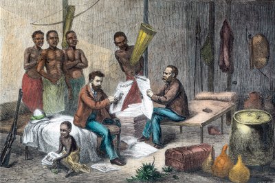 Livingstone et Stanley recevant des journaux en Afrique centrale, 1871-1873 - Pearson