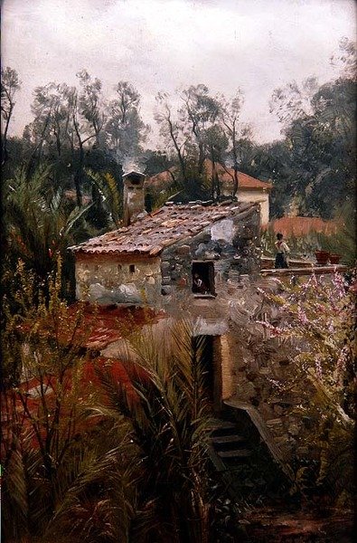 Scène italienne avec une villa - Peder Monsted